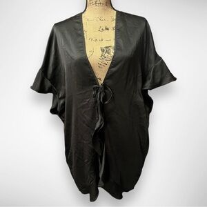 VICTORIA'S‎ SECRET Women's Black Satin Kimono Robe One Size | EUC
